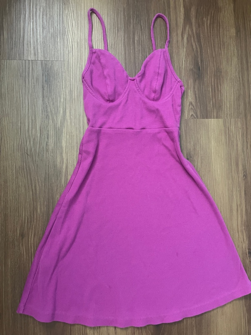 Magenta Spaghetti Strap Fit-and-Flare Dress